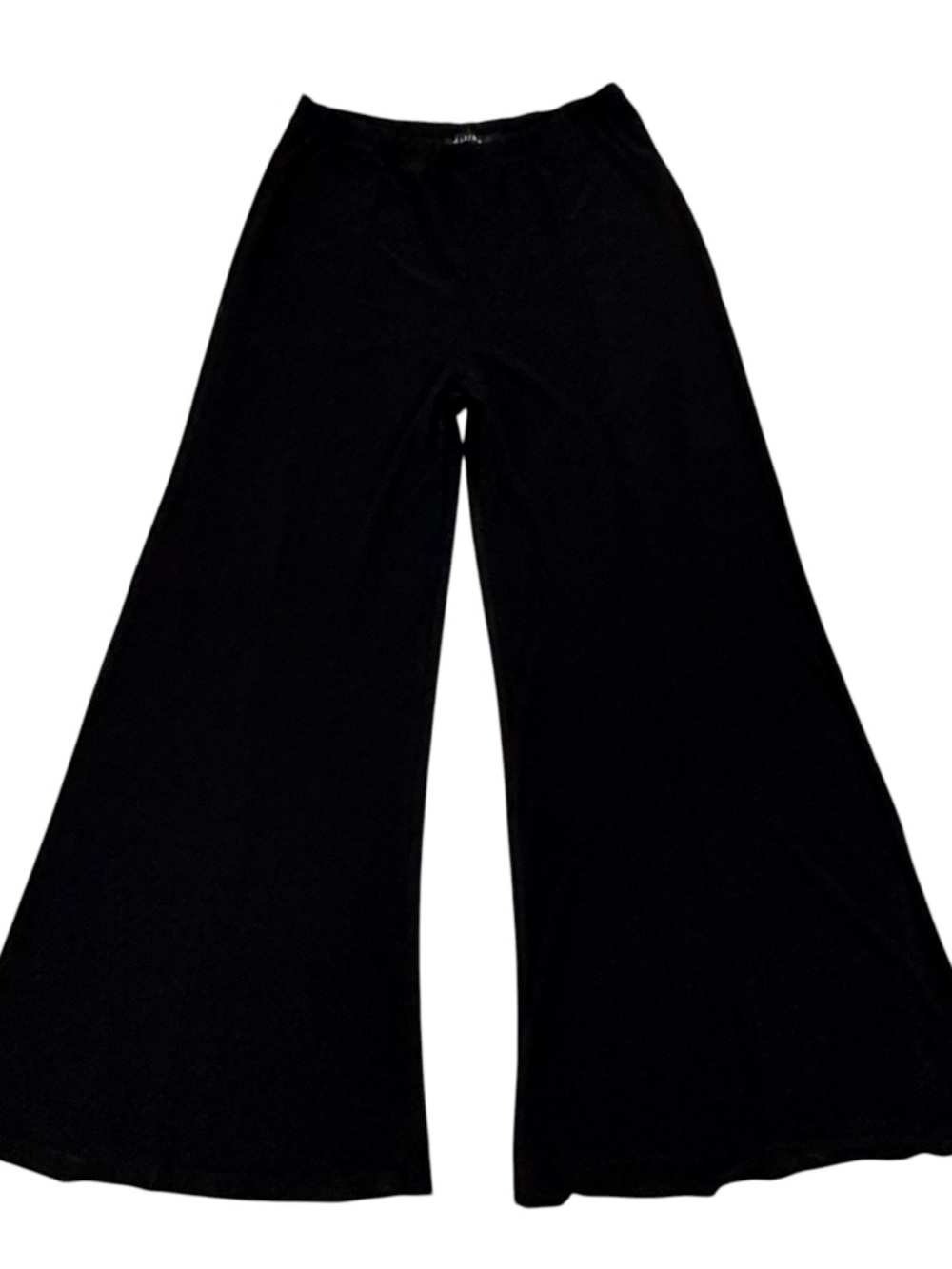 MARINA Black Elastic Waist Wide-Leg palazzo Pants